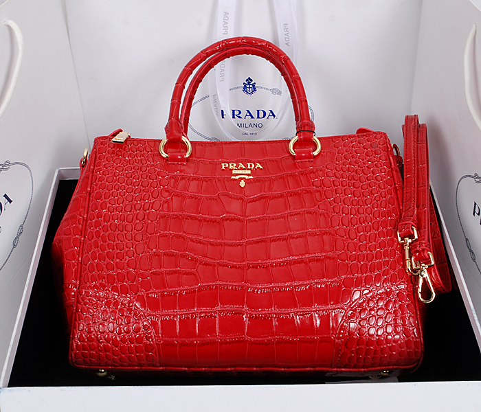 Prada borsetta in luce rossa borsa di cuoio 2324